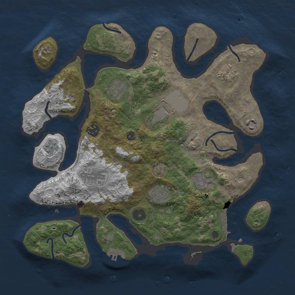 Rust Map: Procedural Map, Size: 3500, Seed: 855026721, 17 Monuments