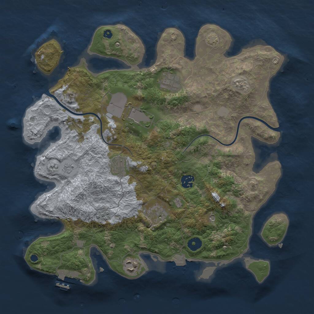 Rust Map: Procedural Map, Size: 3500, Seed: 855026721, 12 Monuments