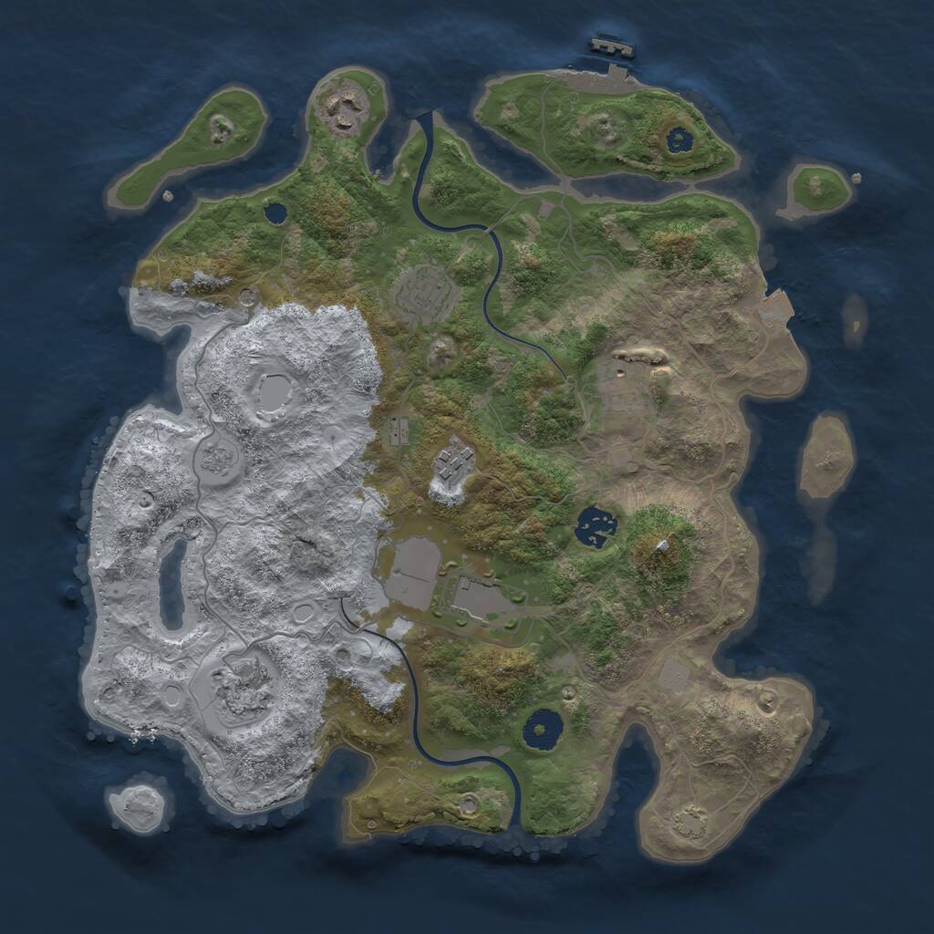 Rust Map: Procedural Map, Size: 3500, Seed: 58421, 12 Monuments
