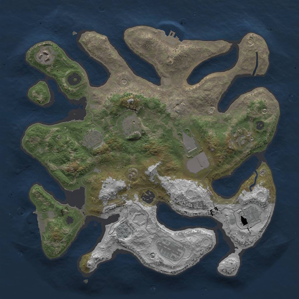 Rust Map: Procedural Map, Size: 3500, Seed: 293055426, 17 Monuments