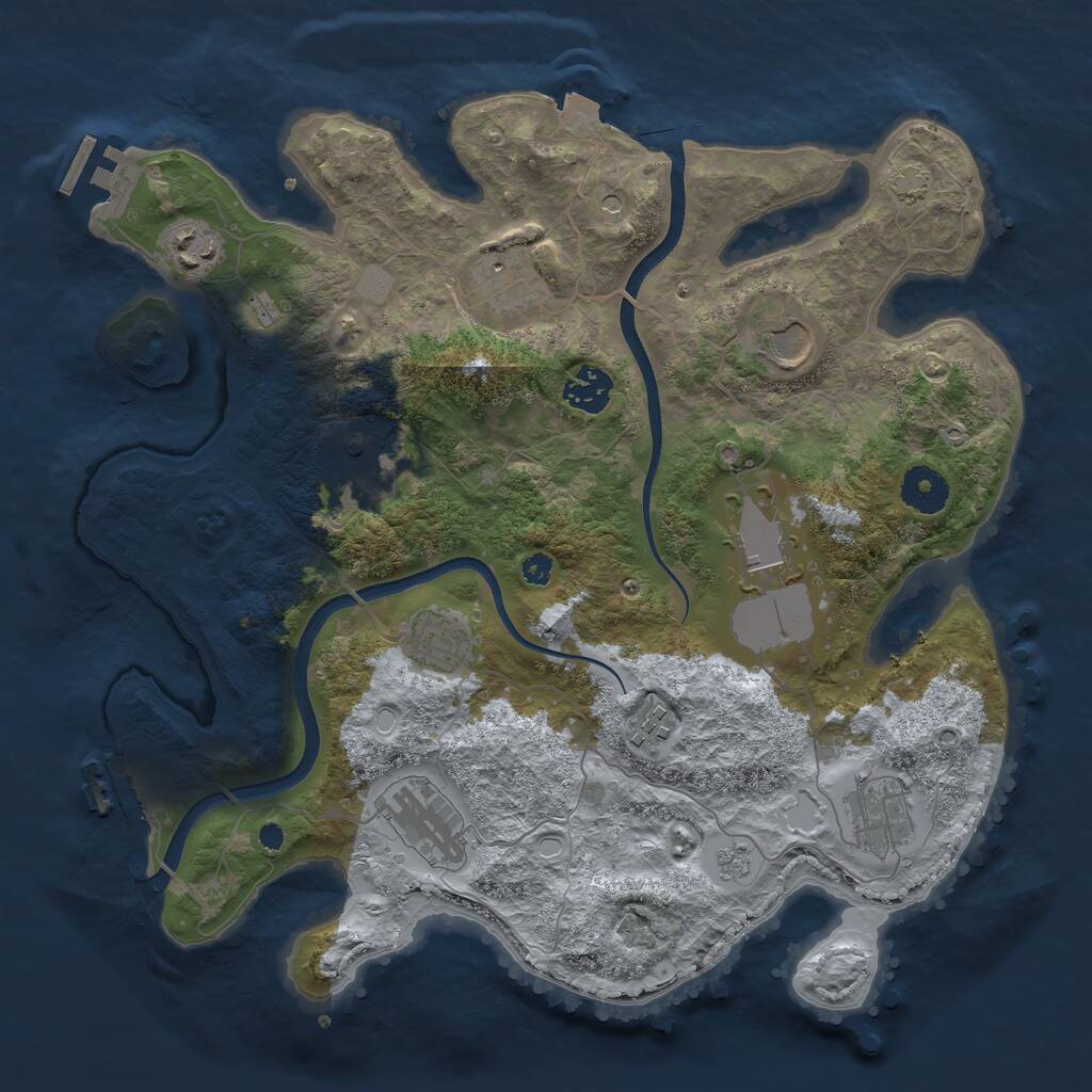 Rust Map: Procedural Map, Size: 3500, Seed: 293055426, 16 Monuments