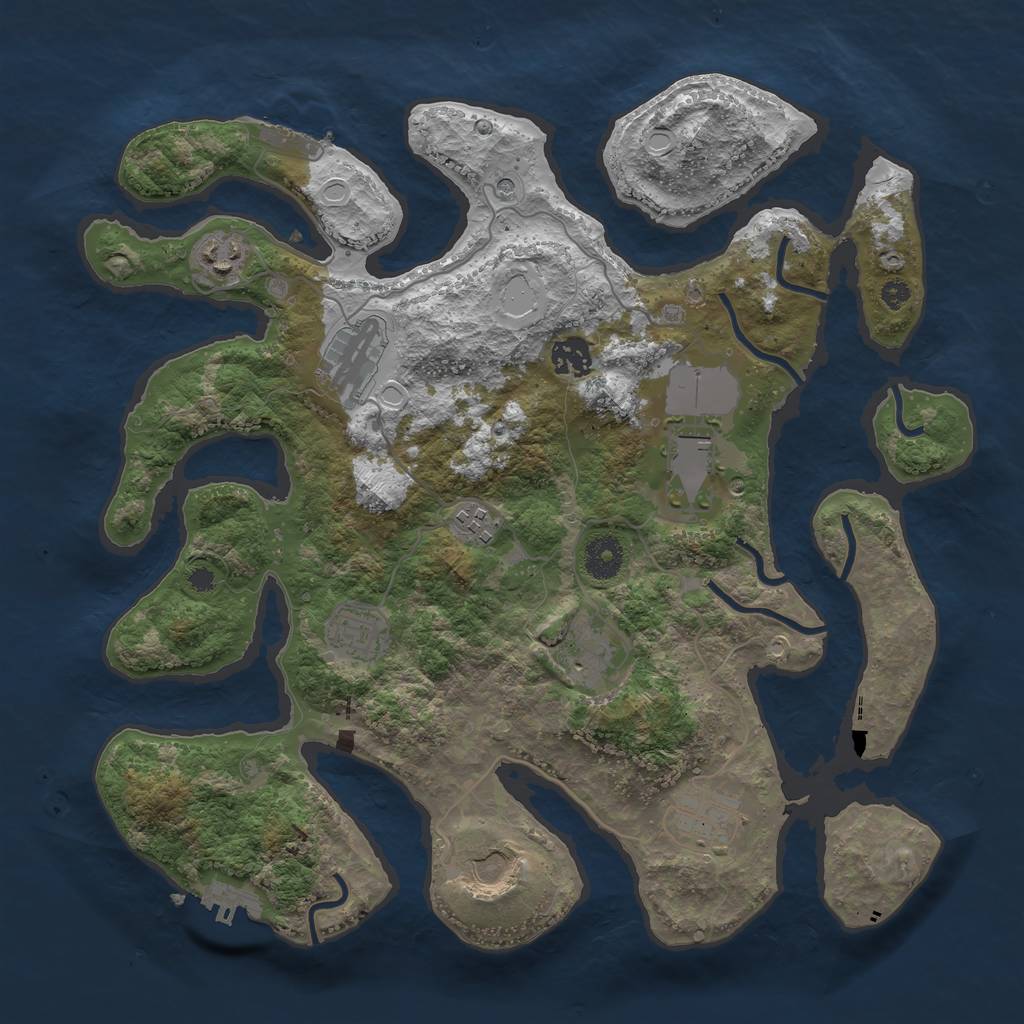 Rust Map: Procedural Map, Size: 3700, Seed: 2628342, 17 Monuments