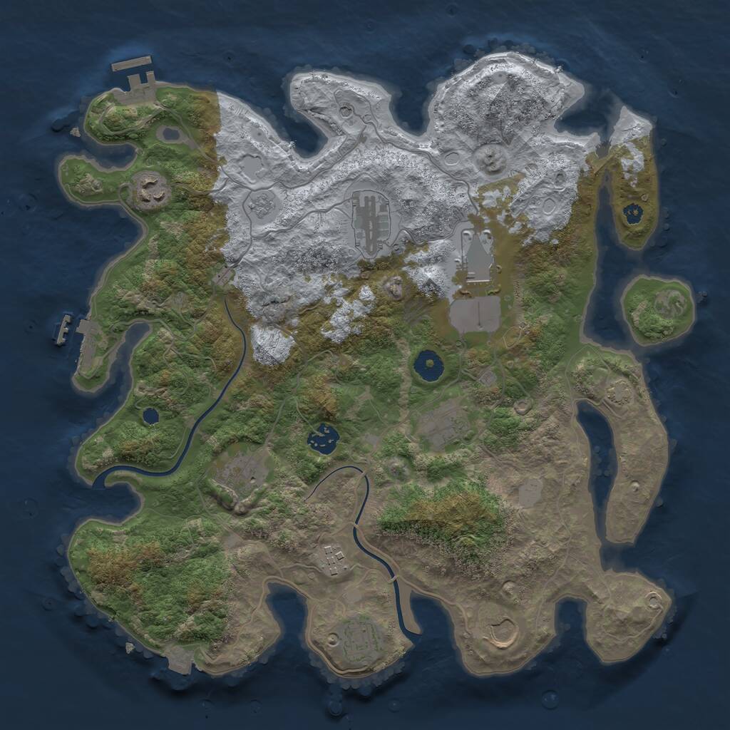 Rust Map: Procedural Map, Size: 3700, Seed: 2628342, 15 Monuments