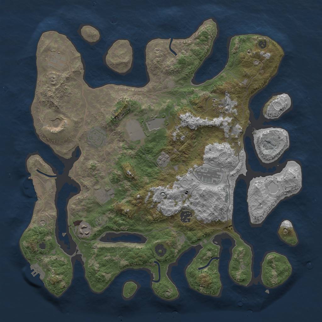 Rust Map: Procedural Map, Size: 4000, Seed: 1877970134, 18 Monuments