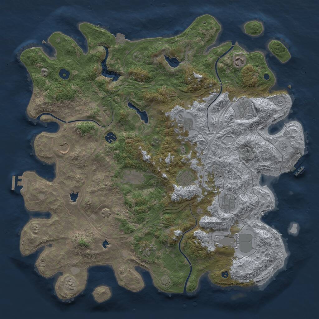 Rust Map: Procedural Map, Size: 4500, Seed: 112358132, 17 Monuments