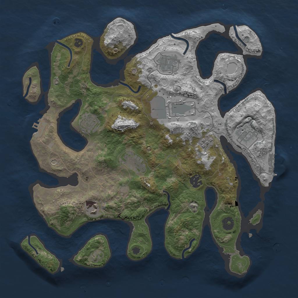 Rust Map: Procedural Map, Size: 3500, Seed: 5784652, 16 Monuments