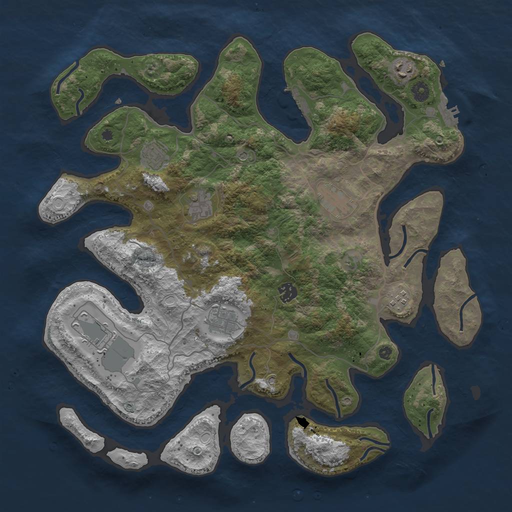 Rust Map: Procedural Map, Size: 4000, Seed: 36, 16 Monuments