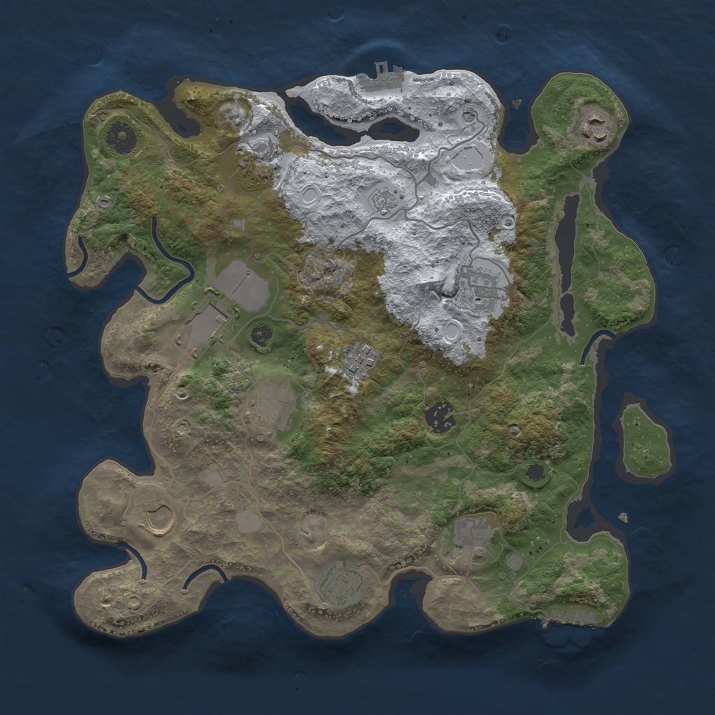 Rust Map: Procedural Map, Size: 3500, Seed: 1161488224, 19 Monuments