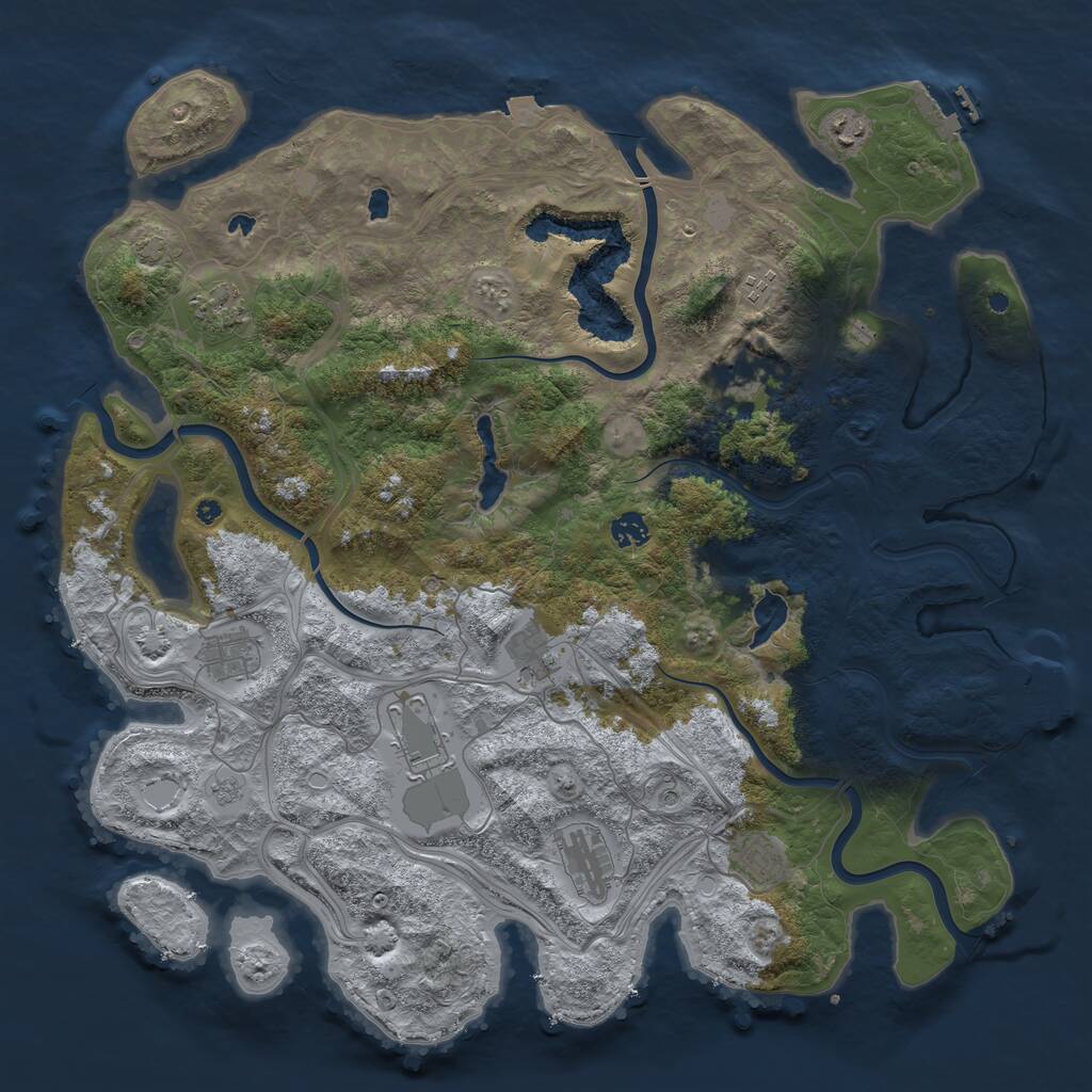 Rust Map: Procedural Map, Size: 4500, Seed: 19768, 16 Monuments