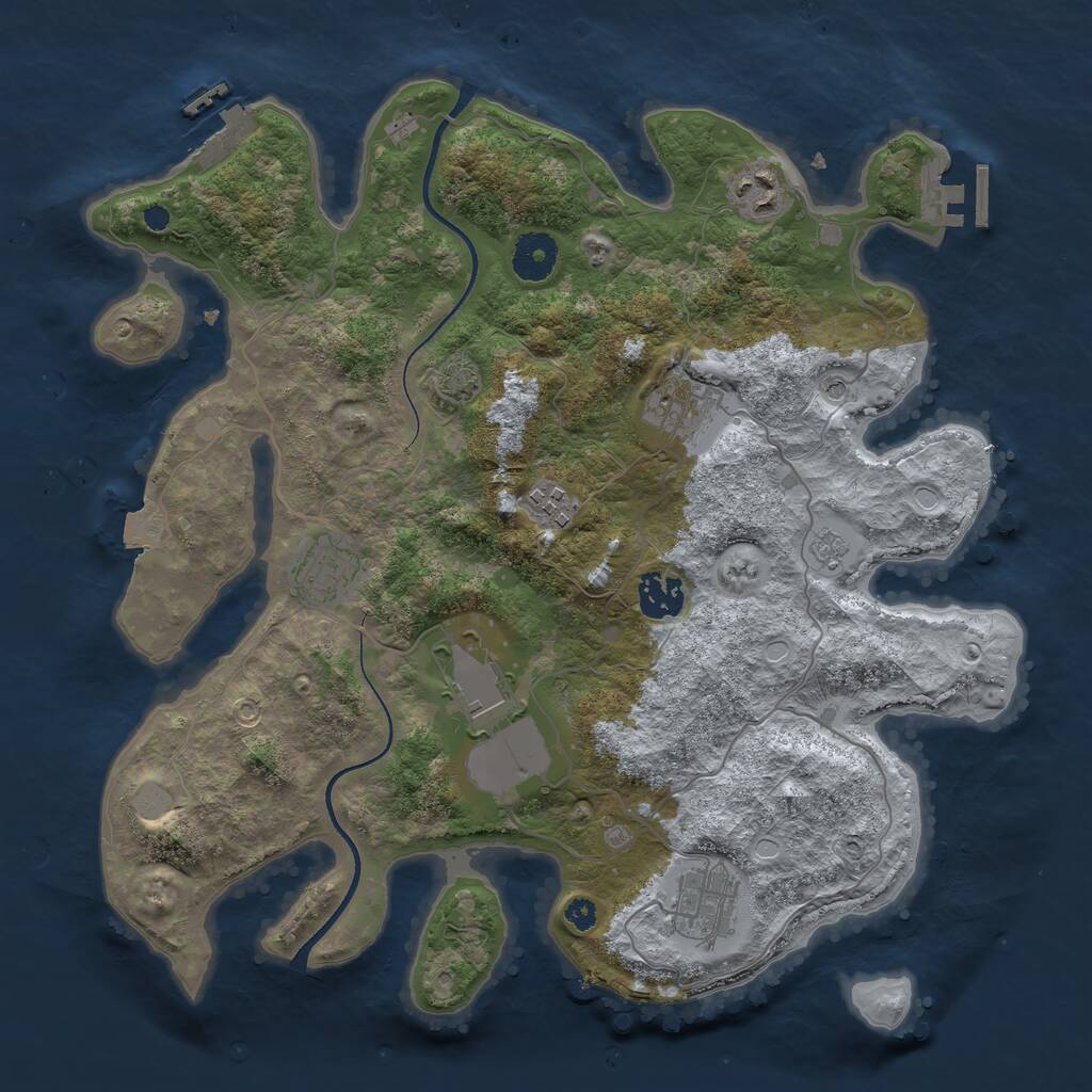 Rust Map: Procedural Map, Size: 3500, Seed: 23413, 13 Monuments