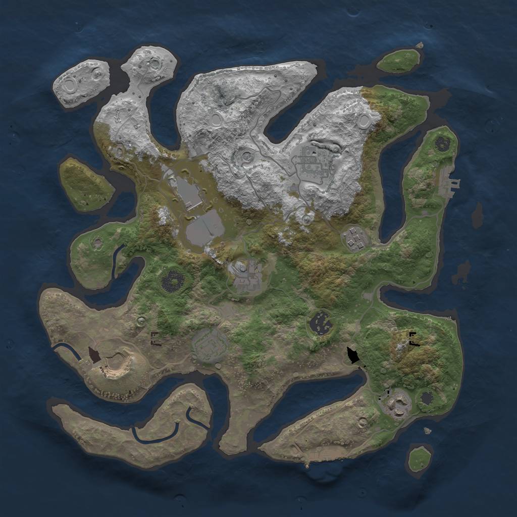 Rust Map: Procedural Map, Size: 3500, Seed: 123459, 16 Monuments