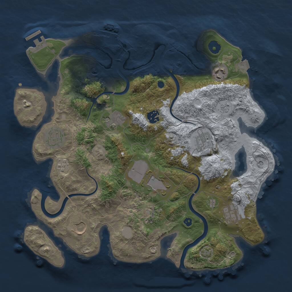 Rust Map: Procedural Map, Size: 3500, Seed: 100584, 16 Monuments