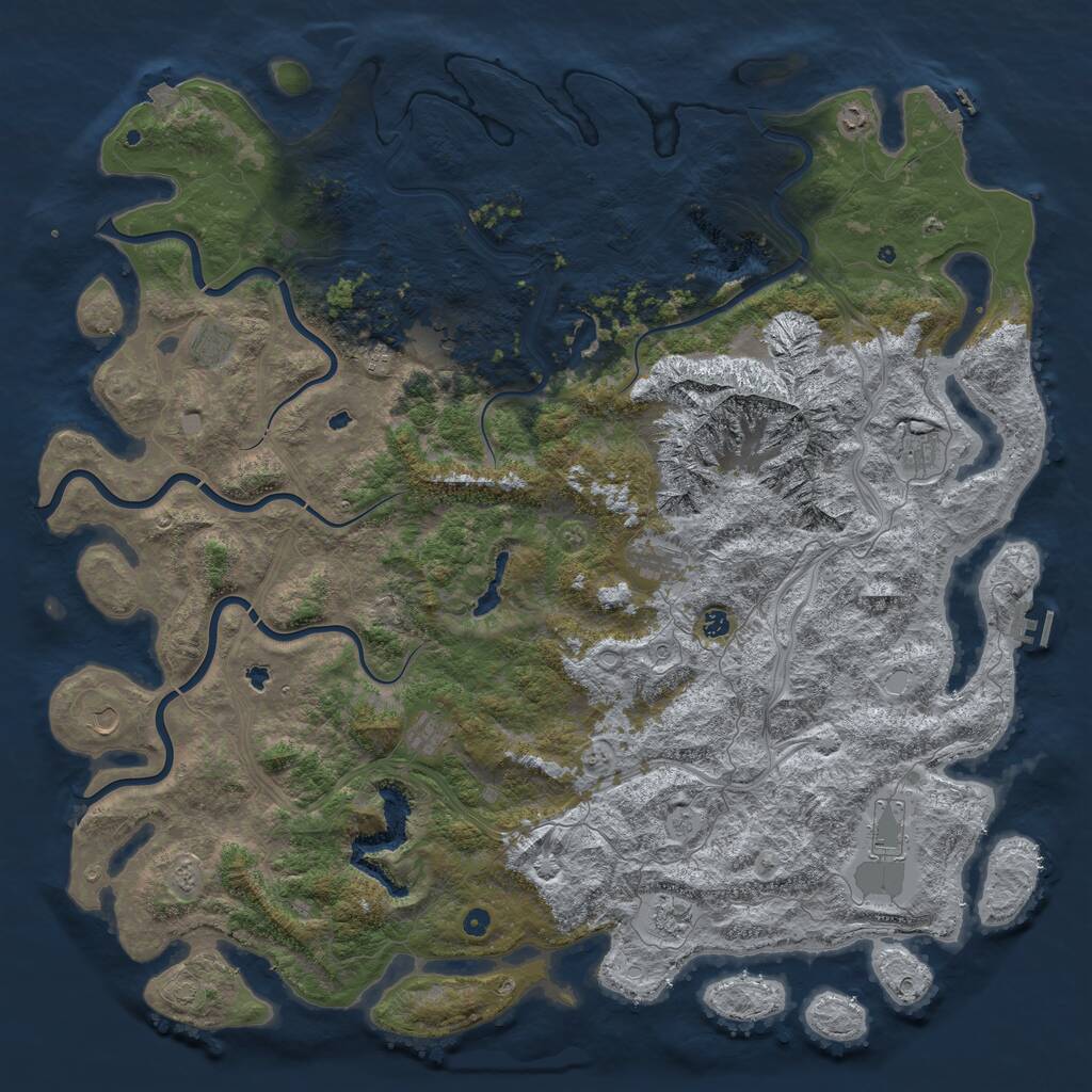 Rust Map: Procedural Map, Size: 6000, Seed: 1271967046, 17 Monuments