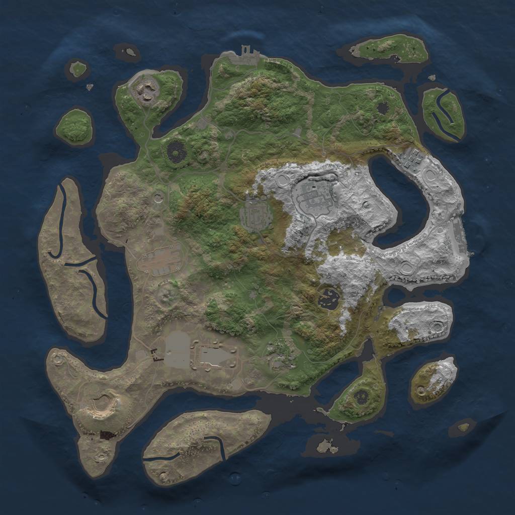 Rust Map: Procedural Map, Size: 3700, Seed: 17161425, 17 Monuments
