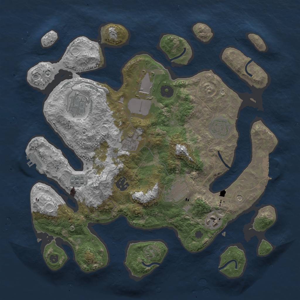 Rust Map: Procedural Map, Size: 3500, Seed: 46899, 16 Monuments