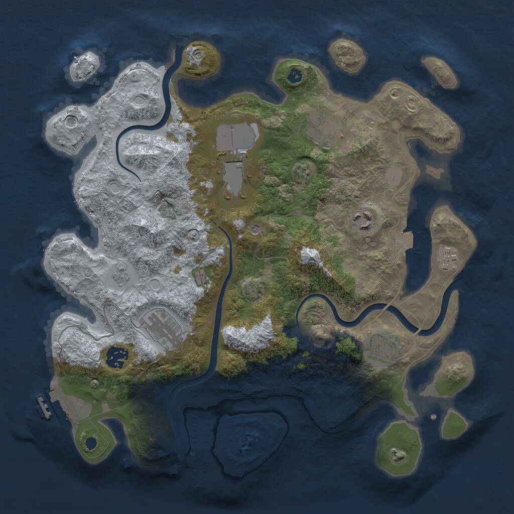 Rust Map: Procedural Map, Size: 3500, Seed: 46899, 12 Monuments