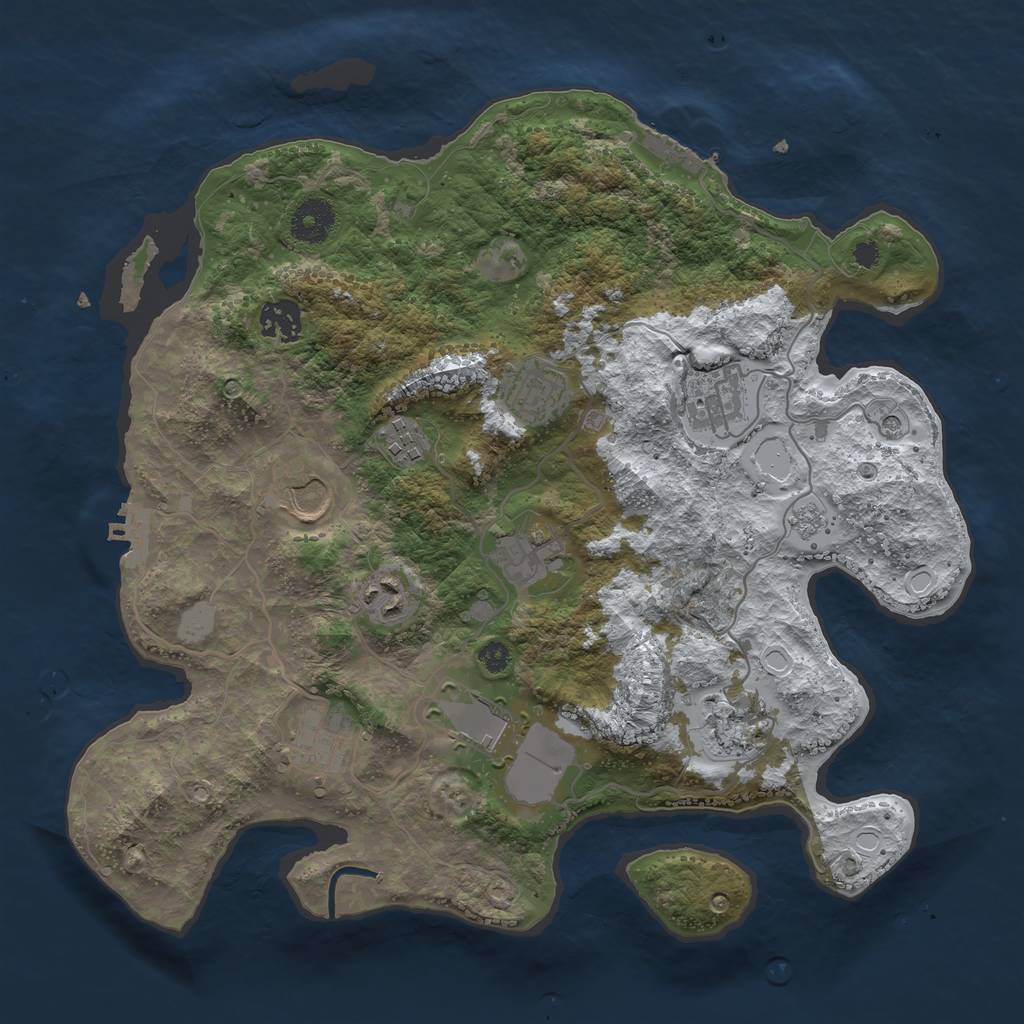 Rust Map: Procedural Map, Size: 3500, Seed: 25137, 19 Monuments