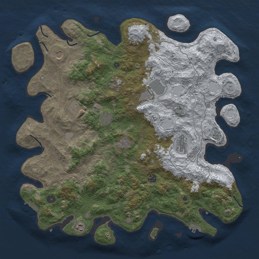Rust Map: Procedural Map, Size: 4500, Seed: 1058164971, 19 Monuments