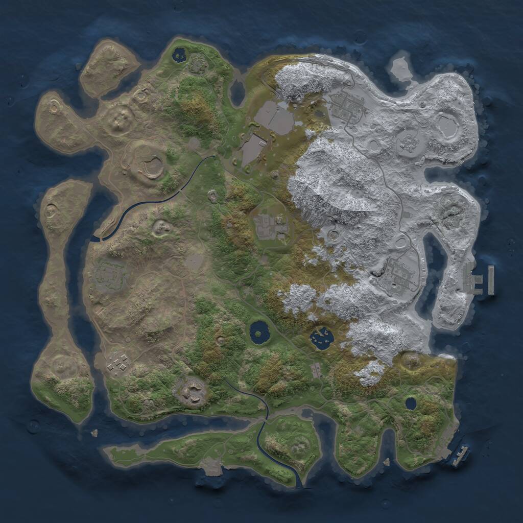 Rust Map: Procedural Map, Size: 3600, Seed: 1867323974, 15 Monuments