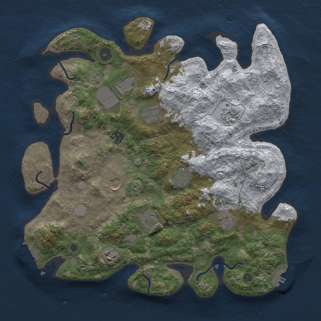 Rust Map: Procedural Map, Size: 3750, Seed: 8789654, 19 Monuments