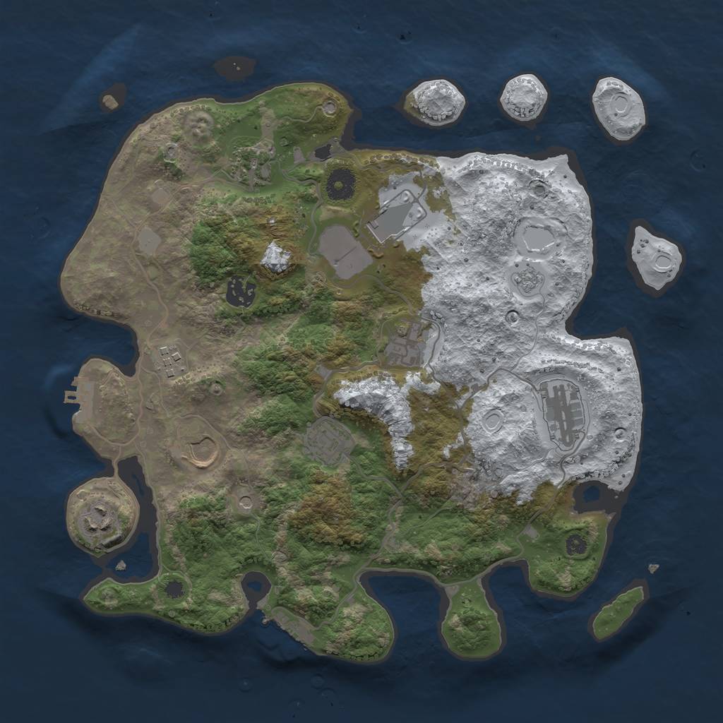 Rust Map: Procedural Map, Size: 3500, Seed: 1578360984, 18 Monuments