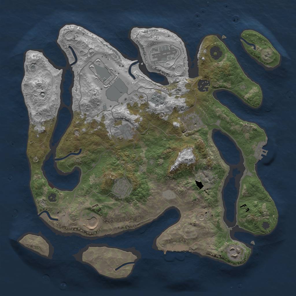 Rust Map: Procedural Map, Size: 3500, Seed: 55662927, 17 Monuments