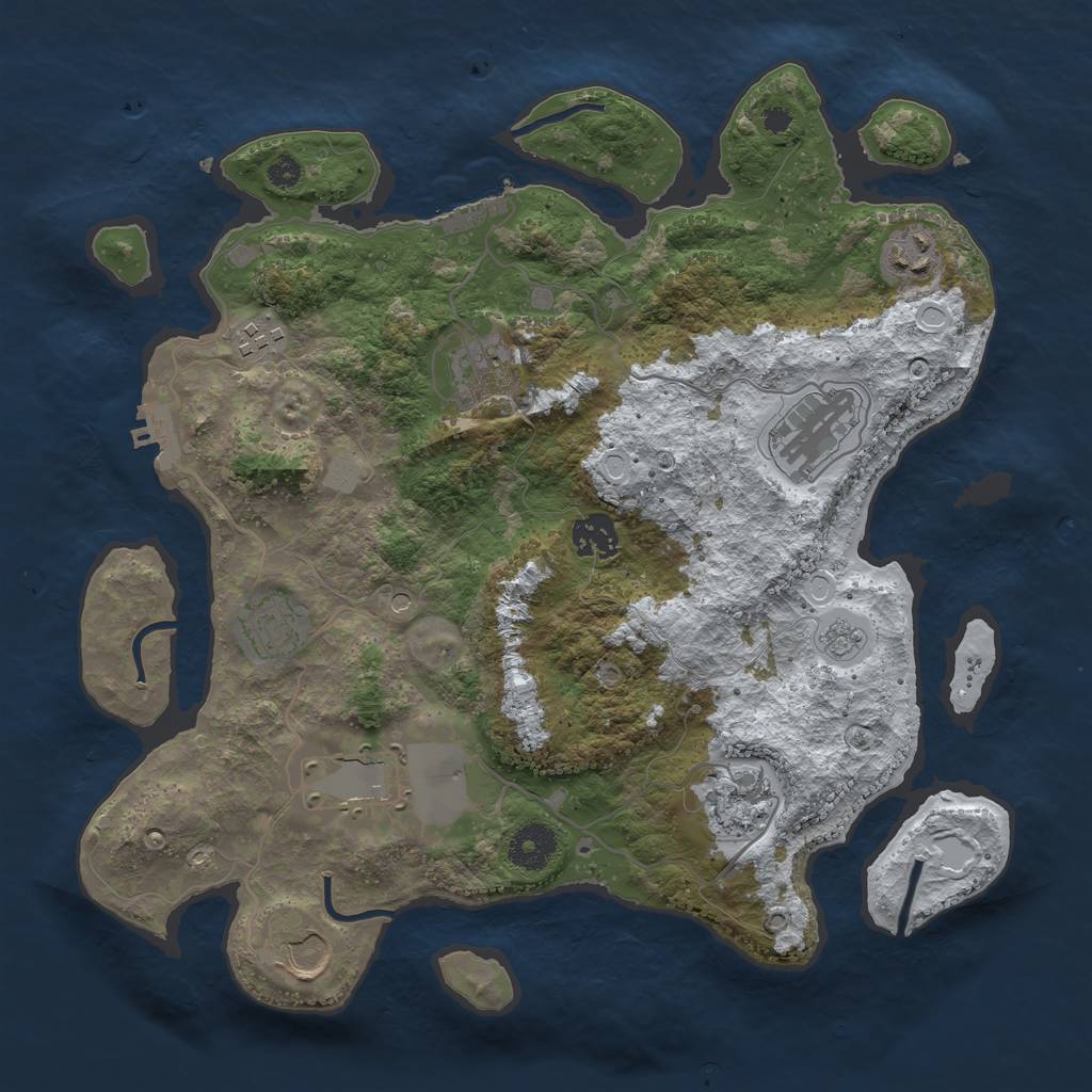 Rust Map: Procedural Map, Size: 3500, Seed: 2055538521, 18 Monuments