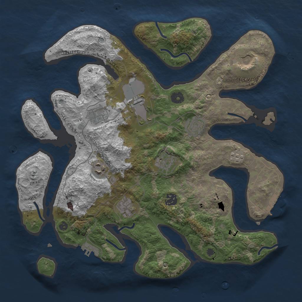 Rust Map: Procedural Map, Size: 3600, Seed: 666582420, 17 Monuments