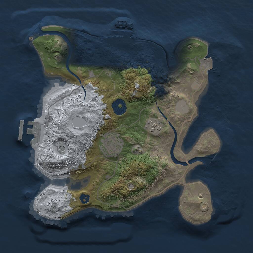 Rust Map: Procedural Map, Size: 2500, Seed: 22645, 6 Monuments