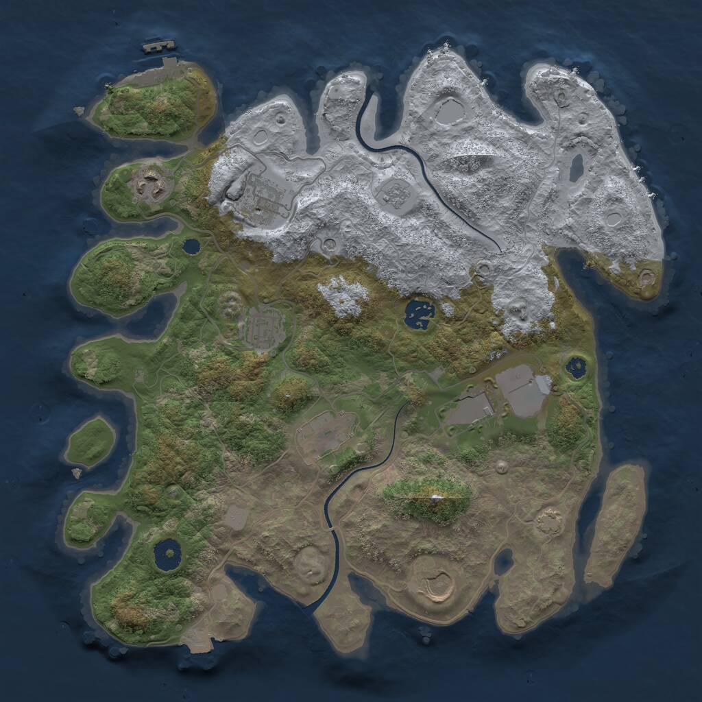 Rust Map: Procedural Map, Size: 3500, Seed: 1638268960, 12 Monuments