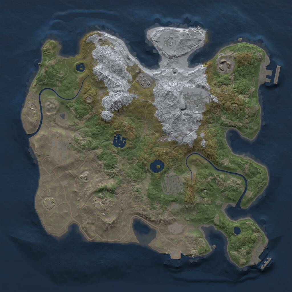 Rust Map: Procedural Map, Size: 3200, Seed: 4242, 13 Monuments
