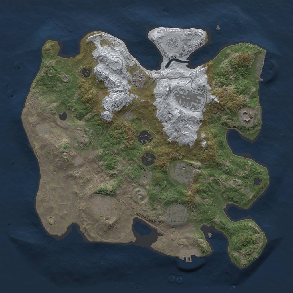 Rust Map: Procedural Map, Size: 3200, Seed: 4242, 17 Monuments