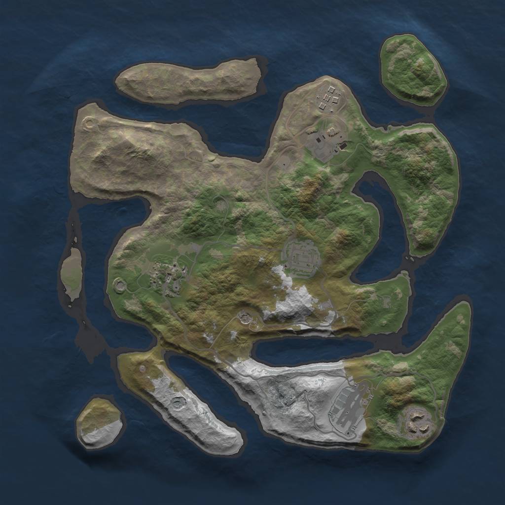 Rust Map: Barren, Size: 3000, Seed: 1138912599, 9 Monuments