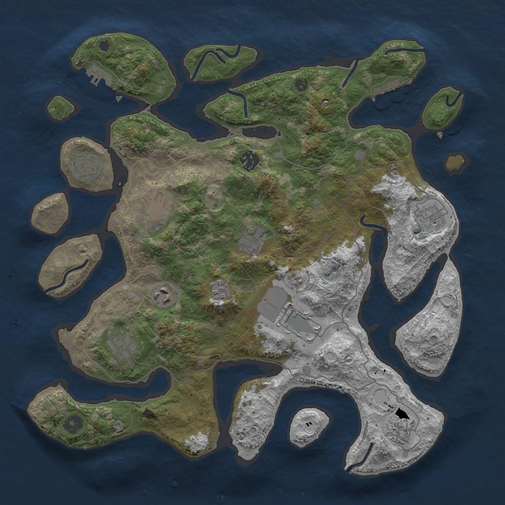 Rust Map: Procedural Map, Size: 4000, Seed: 724772080, 18 Monuments