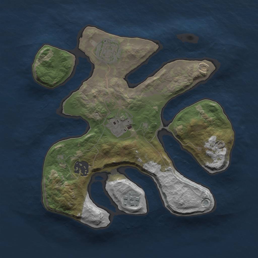 Rust Map: Barren, Size: 2500, Seed: 77, 6 Monuments