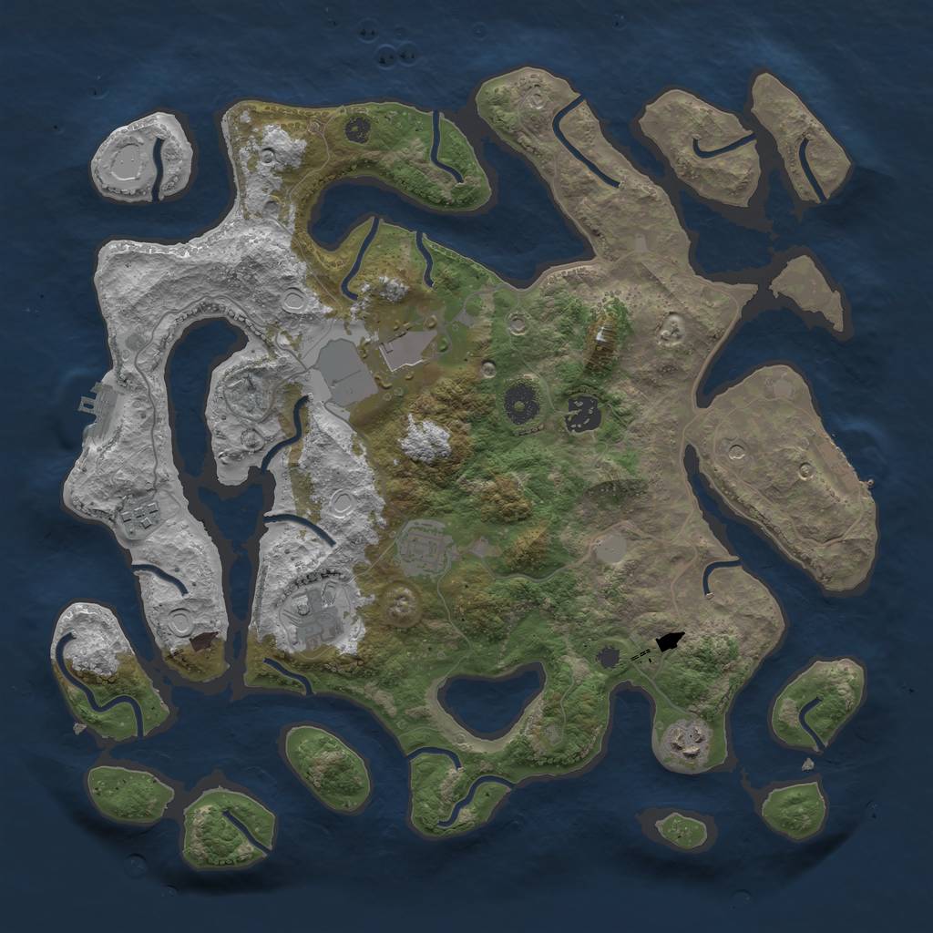 Rust Map: Procedural Map, Size: 3750, Seed: 2221124, 14 Monuments