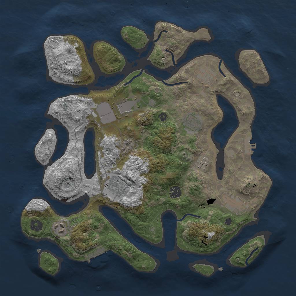 Rust Map: Procedural Map, Size: 3600, Seed: 1703420219, 16 Monuments