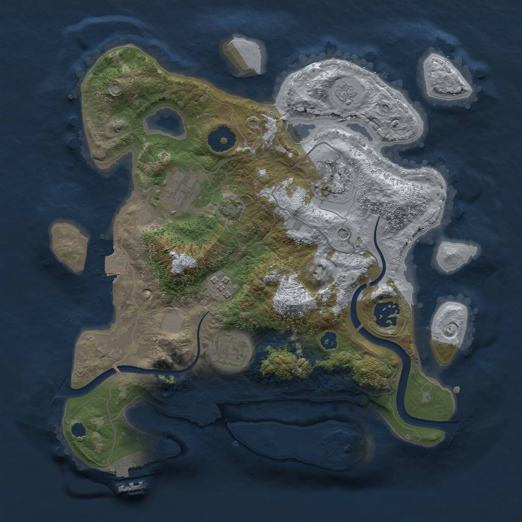 Rust Map: Procedural Map, Size: 3000, Seed: 1103699716, 10 Monuments