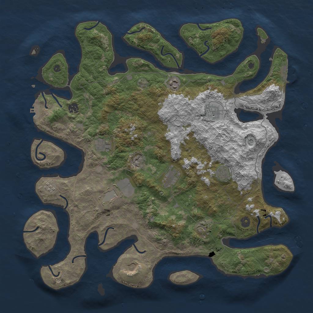 Rust Map: Procedural Map, Size: 4500, Seed: 1018483630, 18 Monuments