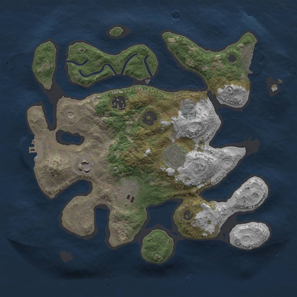 Rust Map: Procedural Map, Size: 3000, Seed: 1616557741, 13 Monuments