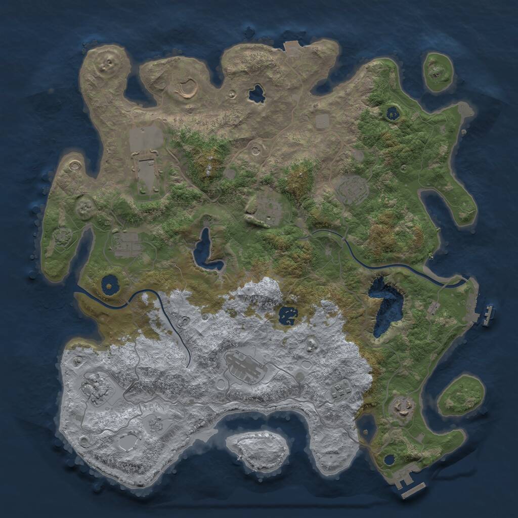 Rust Map: Procedural Map, Size: 4000, Seed: 1012, 16 Monuments