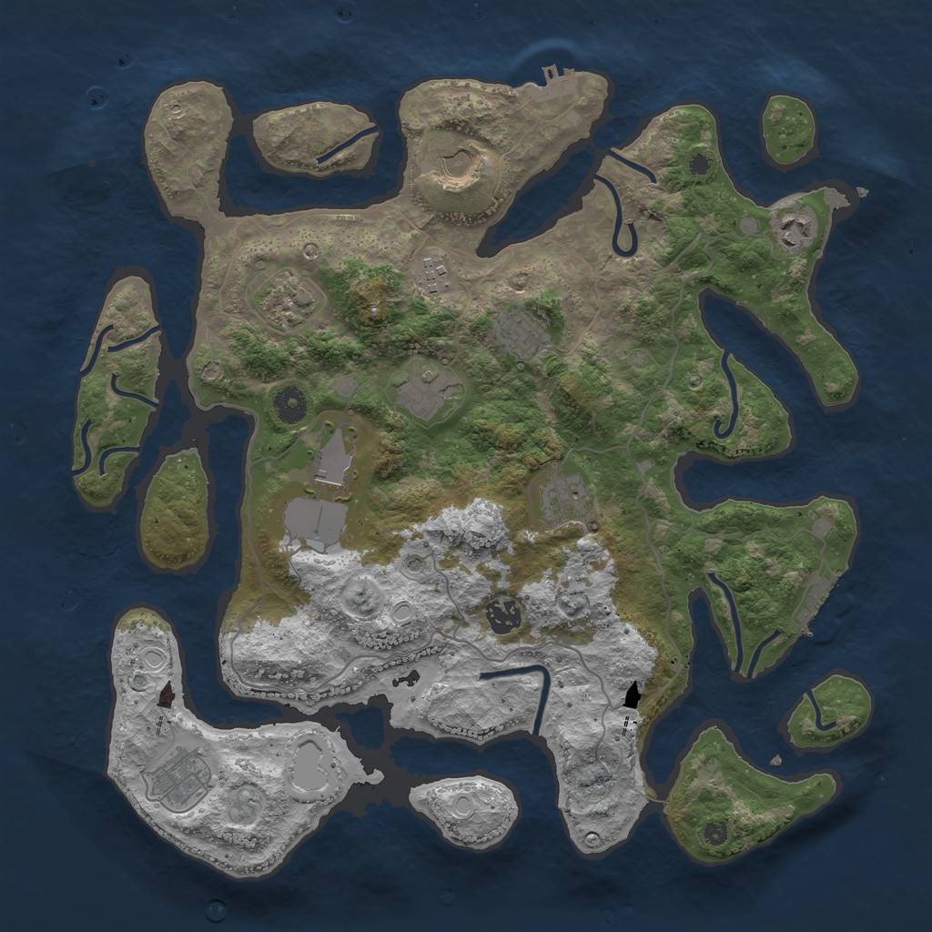 Rust Map: Procedural Map, Size: 4000, Seed: 1012, 18 Monuments