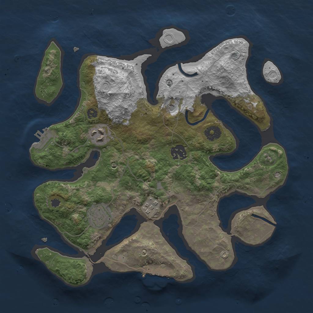 Rust Map: Procedural Map, Size: 3000, Seed: 25031984, 12 Monuments
