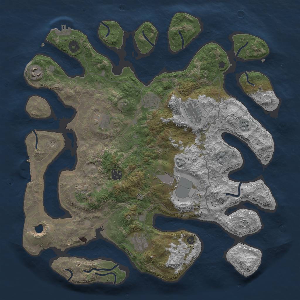 Rust Map: Procedural Map, Size: 4000, Seed: 5351763, 18 Monuments