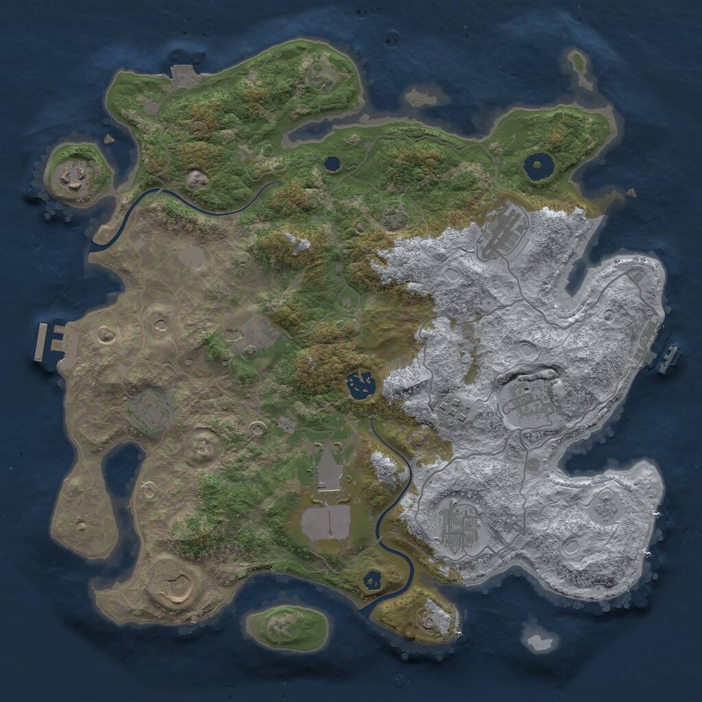 Rust Map: Procedural Map, Size: 3700, Seed: 854638175, 16 Monuments