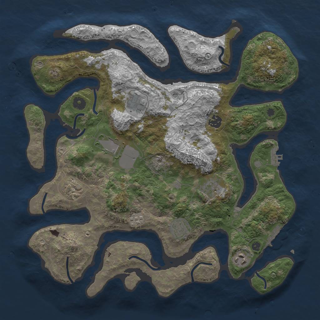 Rust Map: Procedural Map, Size: 3750, Seed: 2057705109, 16 Monuments