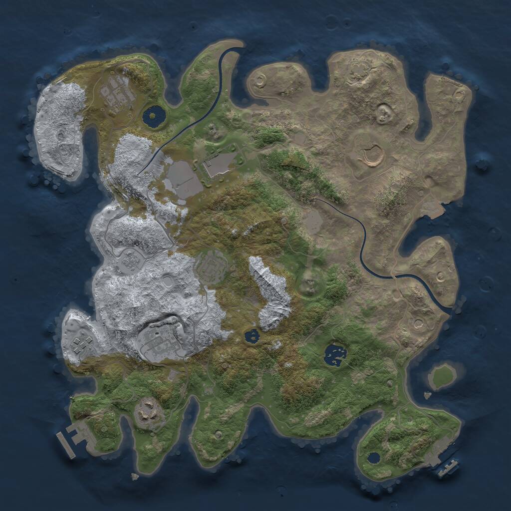 Rust Map: Procedural Map, Size: 3500, Seed: 2331198, 14 Monuments