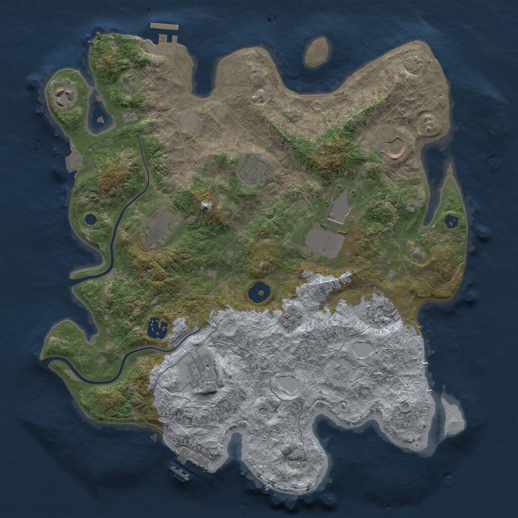 Rust Map: Procedural Map, Size: 3700, Seed: 1072884492, 15 Monuments