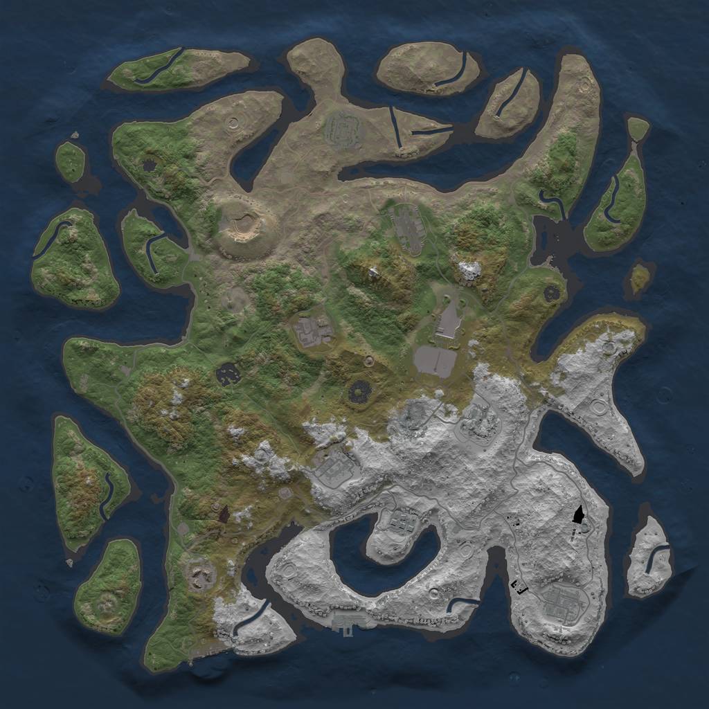 Rust Map: Procedural Map, Size: 4500, Seed: 442146257, 19 Monuments