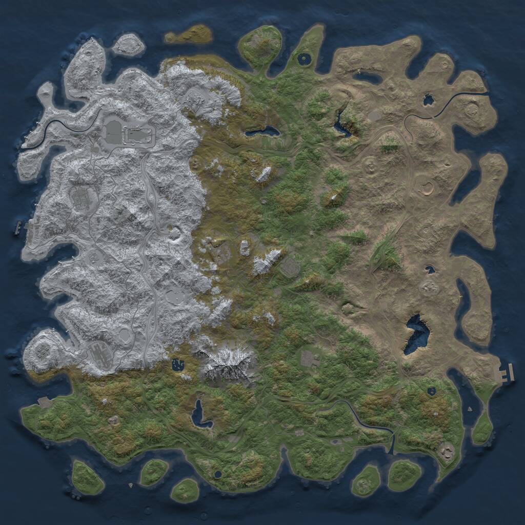 Rust Map: Procedural Map, Size: 6000, Seed: 873434273, 17 Monuments